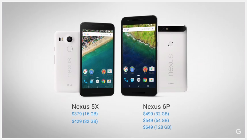 nexus 6p nexus 5x pricing