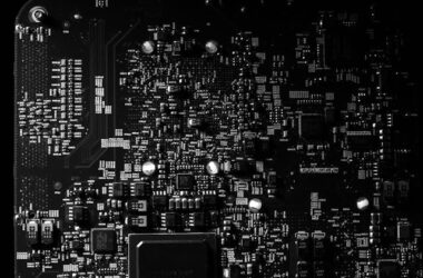 Black and white photo of motherboard | Photo by Miguel Á. Padriñán