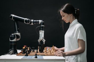 Woman playing chess with robot | Photo by Pavel Danilyuk